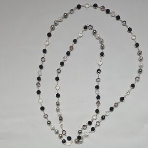 Elegant Silver and Black Beaded Necklace